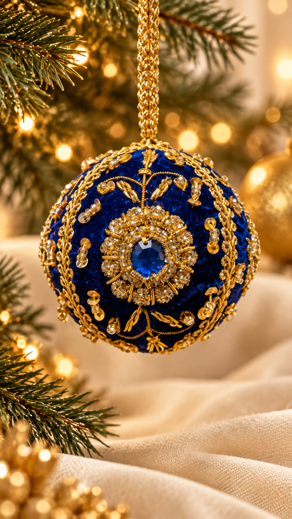 Blue Velvet Zari Ball Ornaments — Zohricanada
