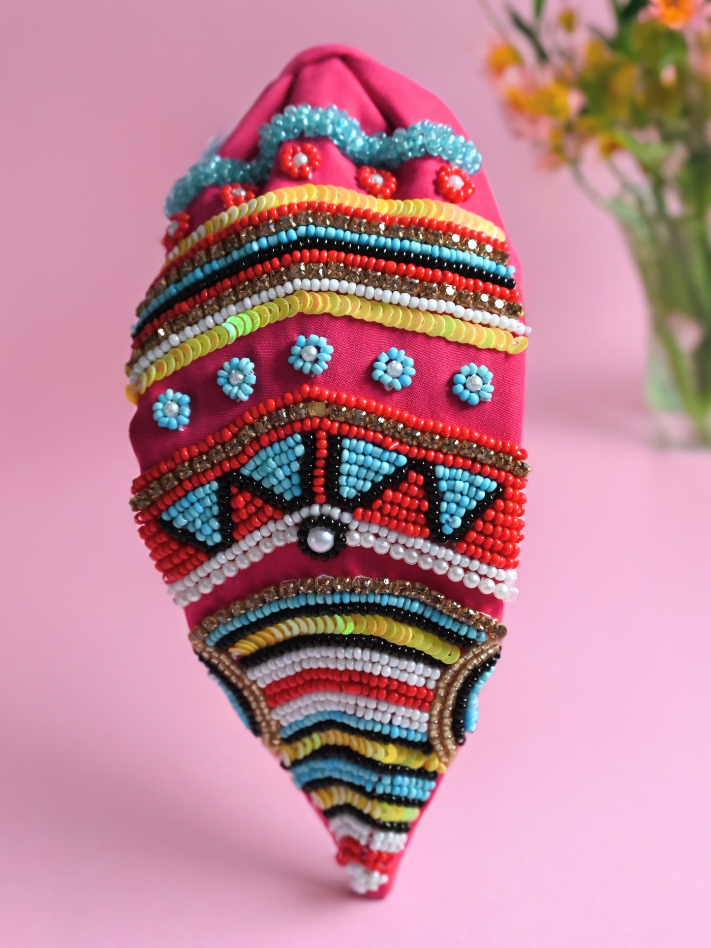 Hot Pink Evil Eye Embroidery Headband - zohricanada