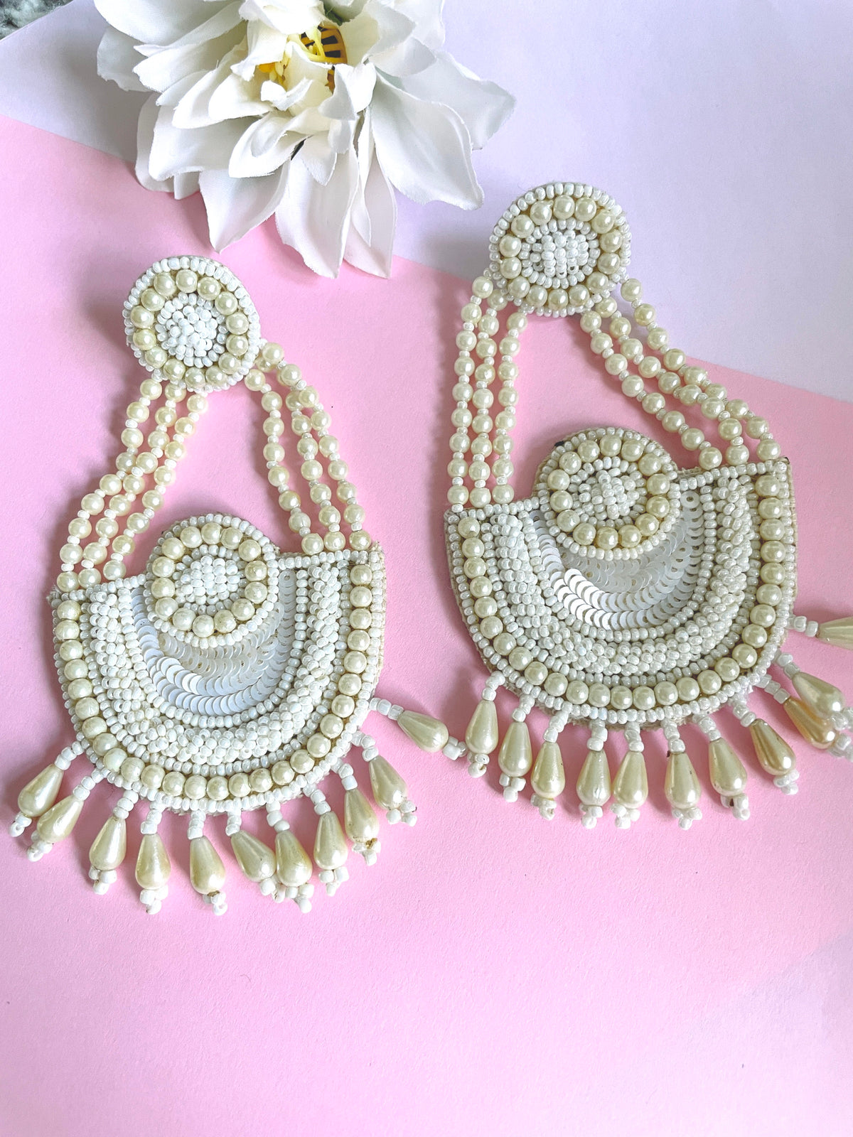 White Pearl Long Earrings — Zohricanada