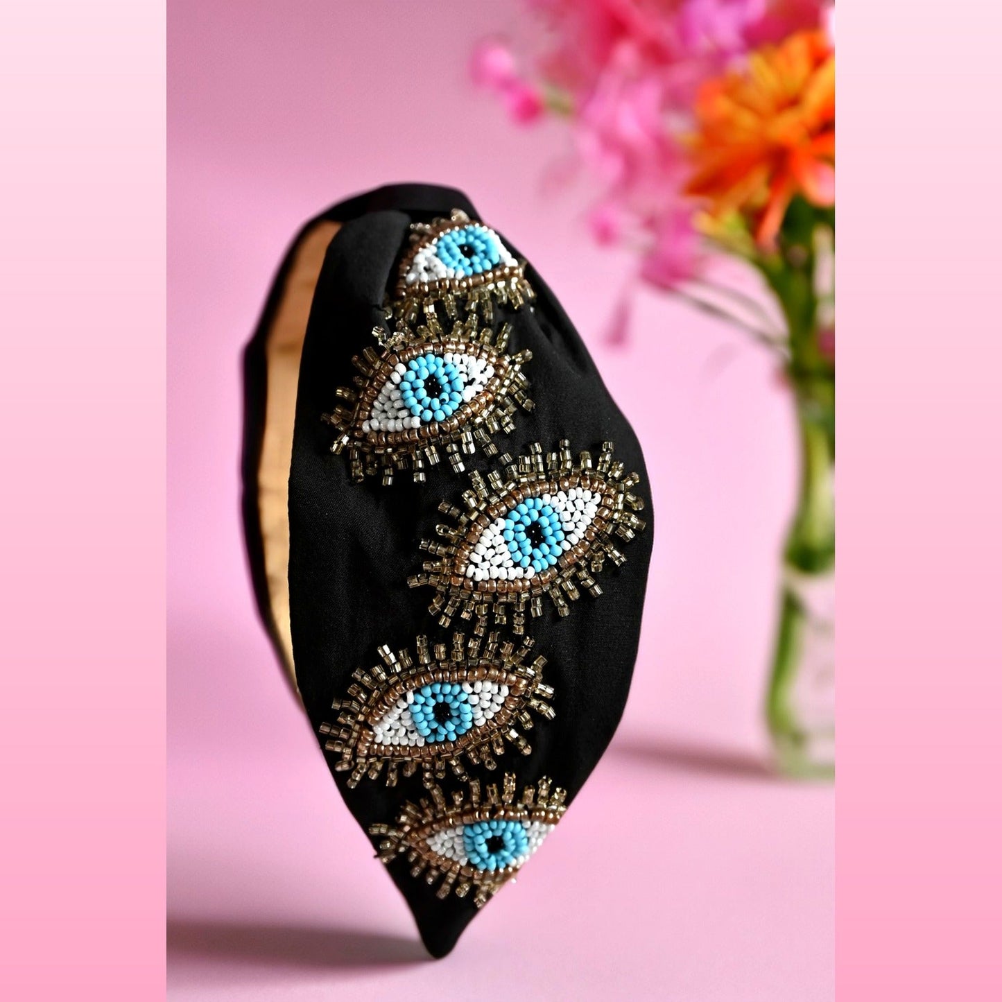 Handmade Black Evil Eye Beaded Headband for Women | Protection Symbol Gift — Zohricanada