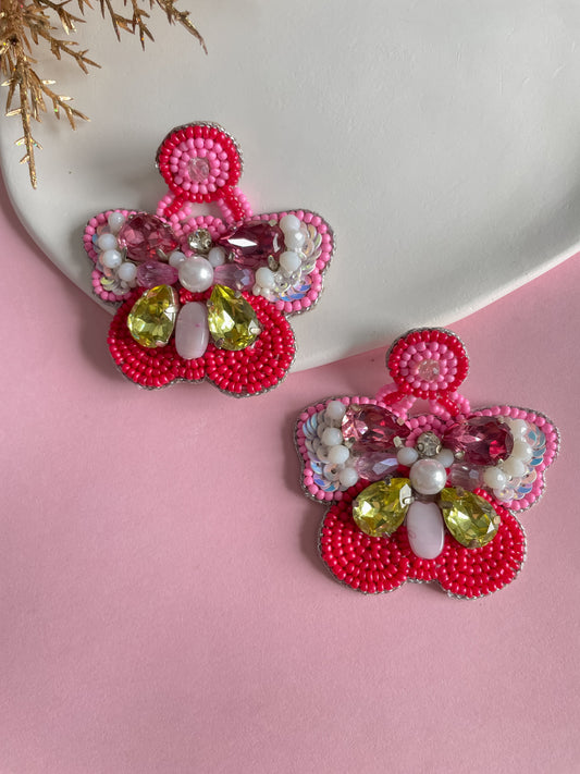 Pink and White Sunshine Butterfly Earrings - zohricanada