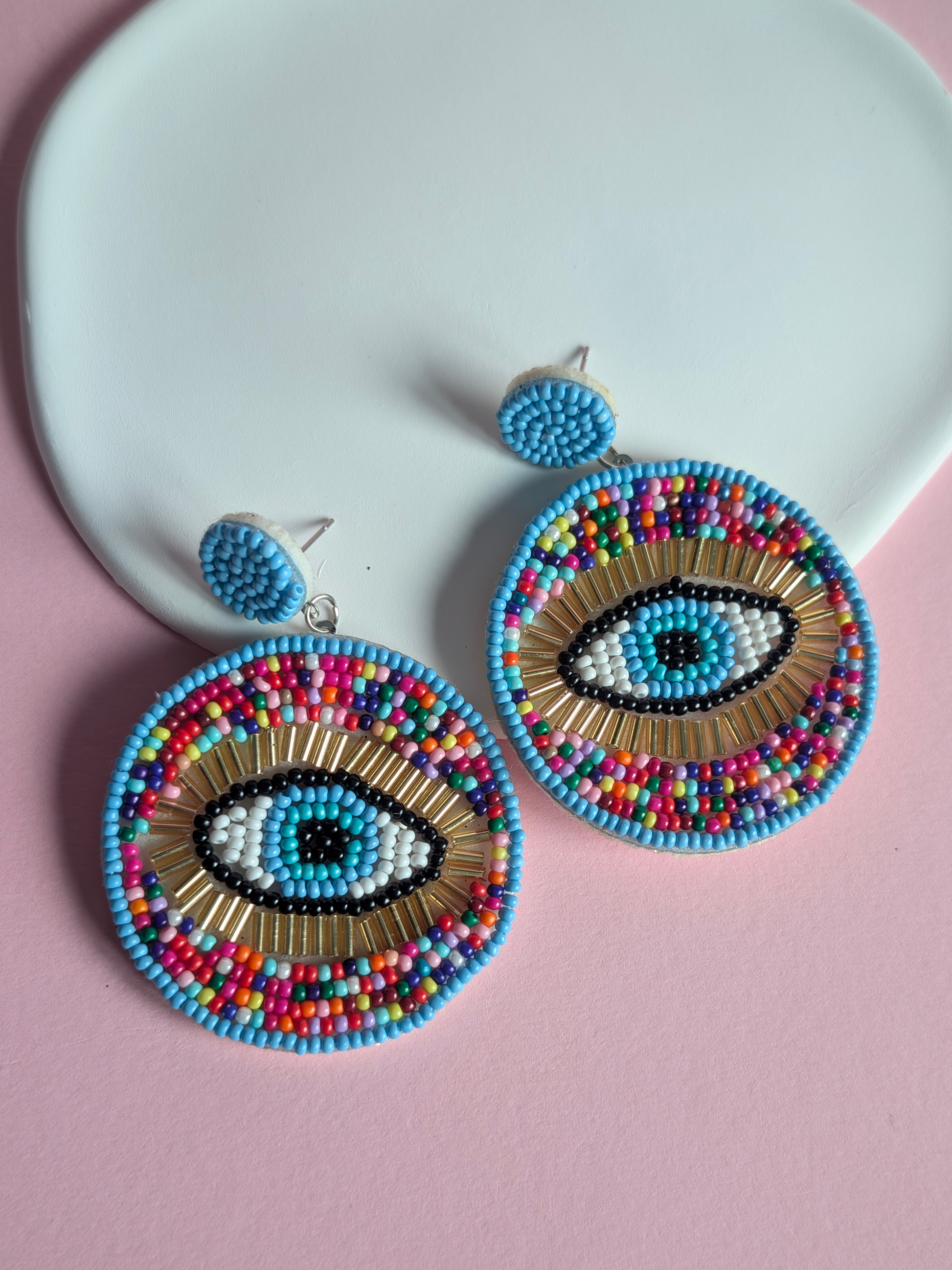 Bella White Evil Eye Earrings - zohricanada