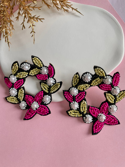 Blush Black and Pink Flower Earrings - zohricanada