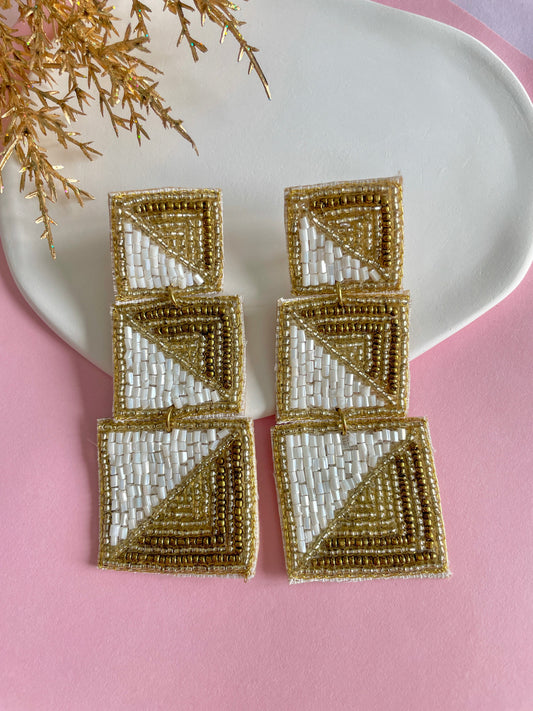White and Golden Bridal Earrings - zohricanada