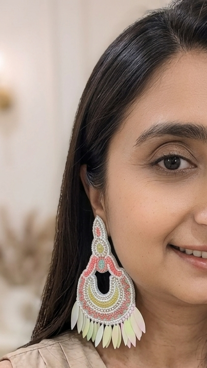 Handmade Multicolor Beaded Bridal Wing Earrings | Wedding Jewelry Gift — Zohricanada