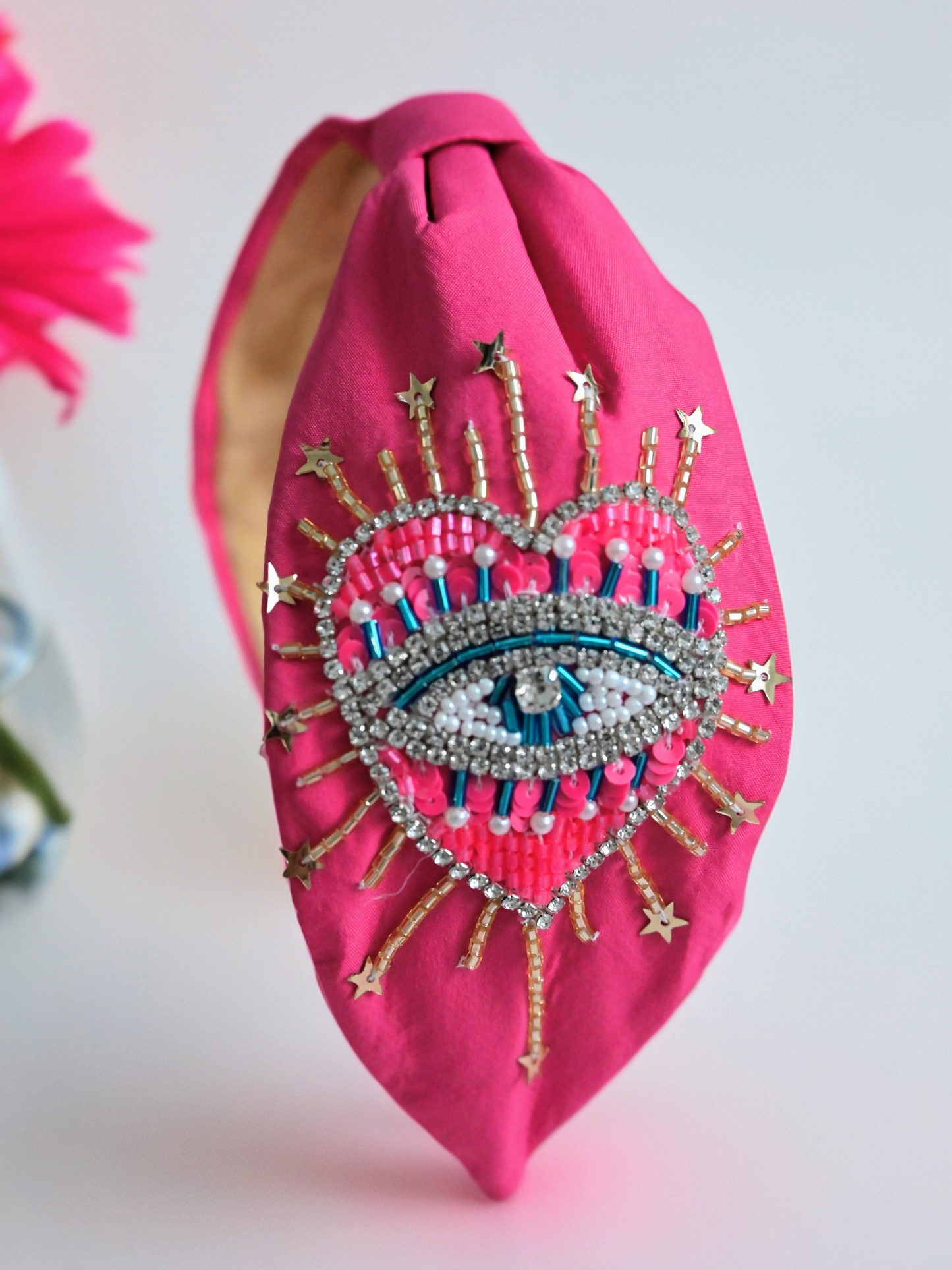 Pink Heart Evil Eye Headband - zohricanada