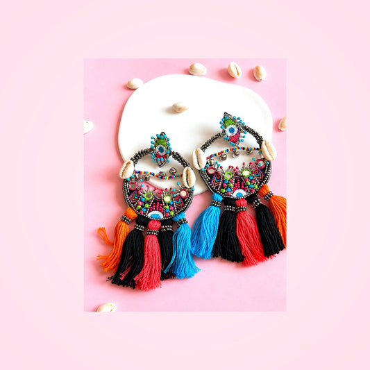Boho Evil Eye Earrings | Handmade Beaded Statement Earrings — Zohricanada