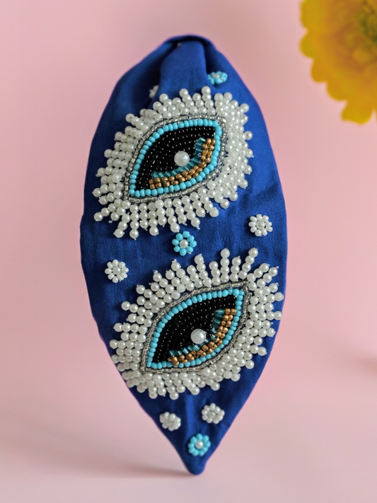 Handmade Blue Evil Eye Beaded Headband for Women | Protection Gift Accessory — Zohricanada