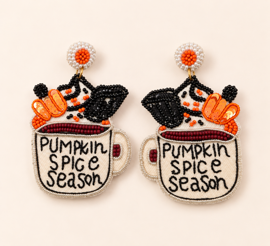 Pumpkin Spice Latte Earrings – Handmade Beaded Fall Mug Earrings — Handmade beaded Pumpkin Spice Season mug earrings | Zohricanada — Zohricanada