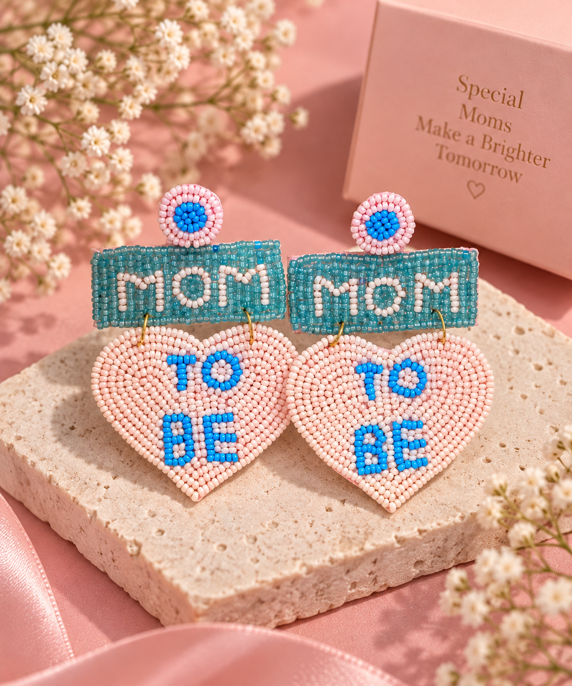 Mom To Be Earrings – Handmade Beaded Heart Baby Shower Earrings — Handmade Mom To Be beaded heart earrings | Zohricanada — Zohricanada