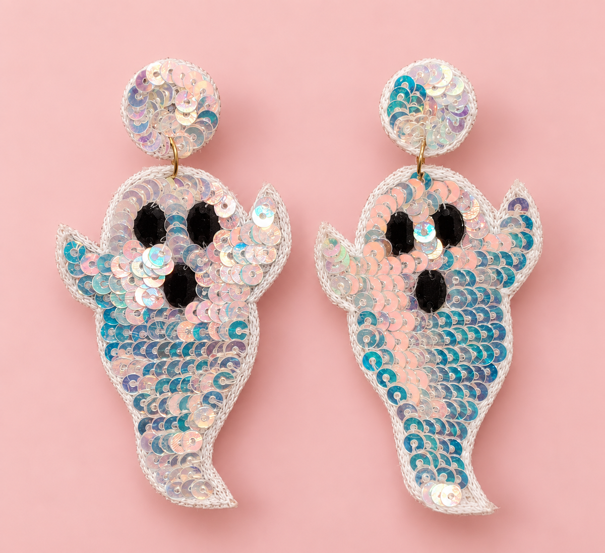 Sparkle Ghost Earrings – Handmade Beaded Sequin Halloween Earrings — Handmade sparkly beaded ghost Halloween earrings | Zohricanada — Zohricanada