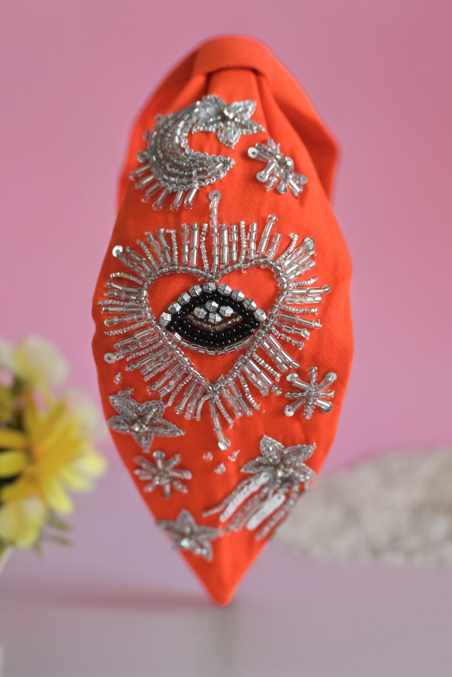 Orange Celestial Eye Beaded Headband — Zohricanada