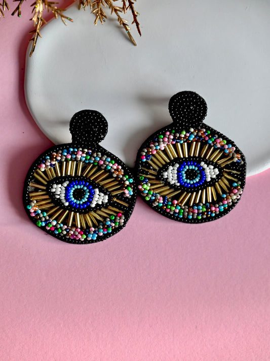 Bella Evil Eye Earrings Black - zohricanada