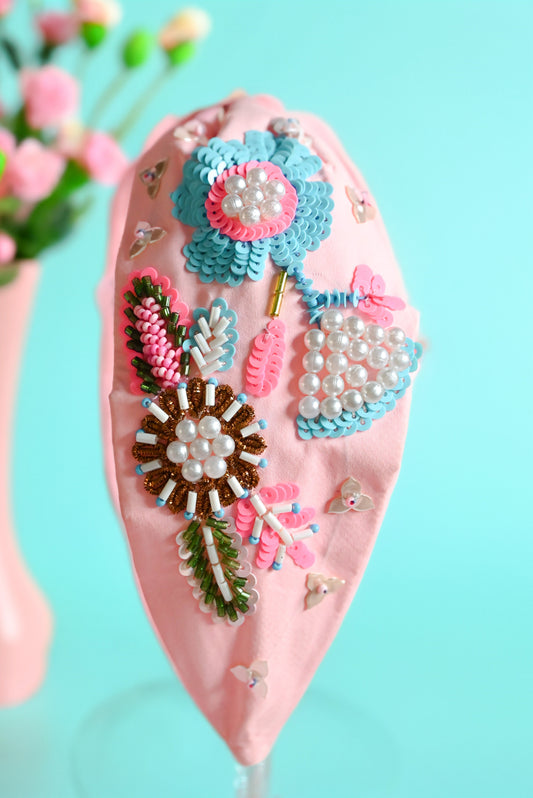 Neon Pink Beaded Headband — Zohricanada