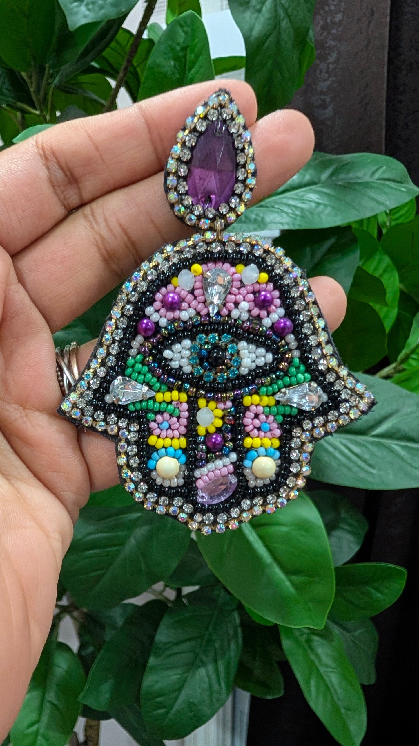 Rhinestone Hamza beaded Earrings — Zohricanada