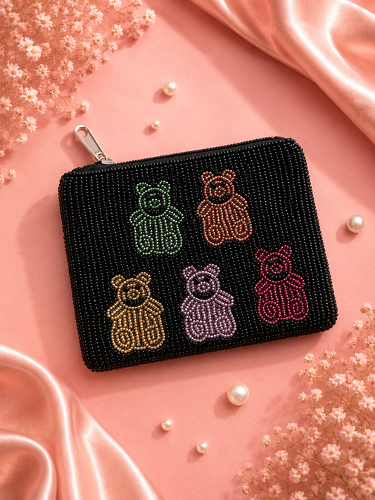 Hello teddy beaded coin bag — Zohricanada
