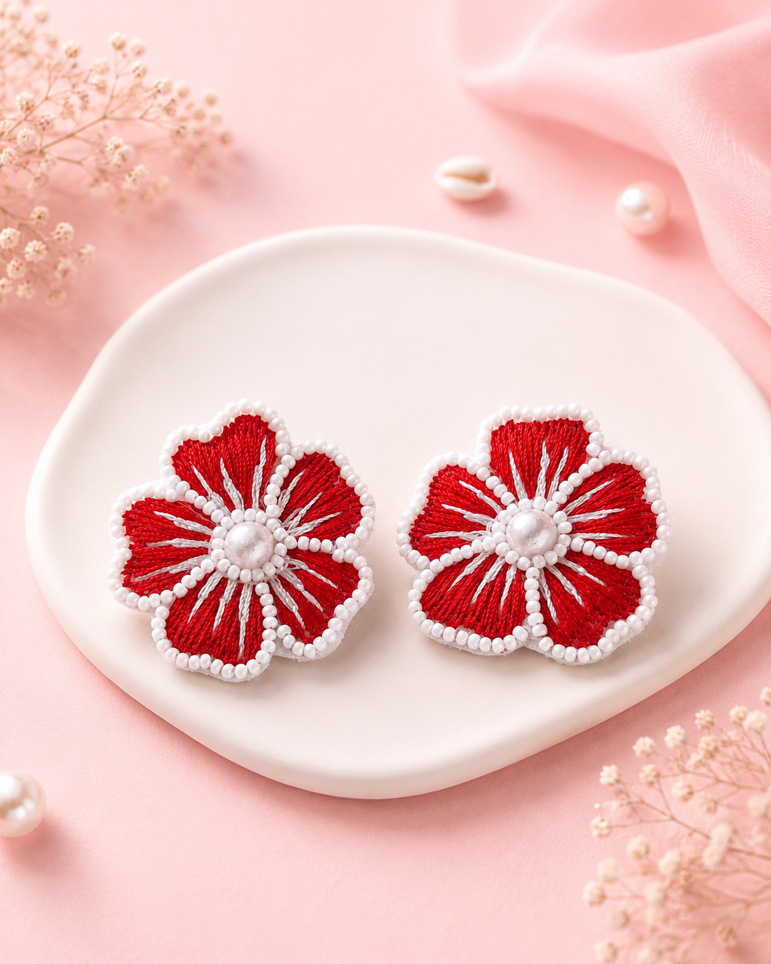 Bloom Handcrafted Beaded Floral Earrings — green — Zohricanada