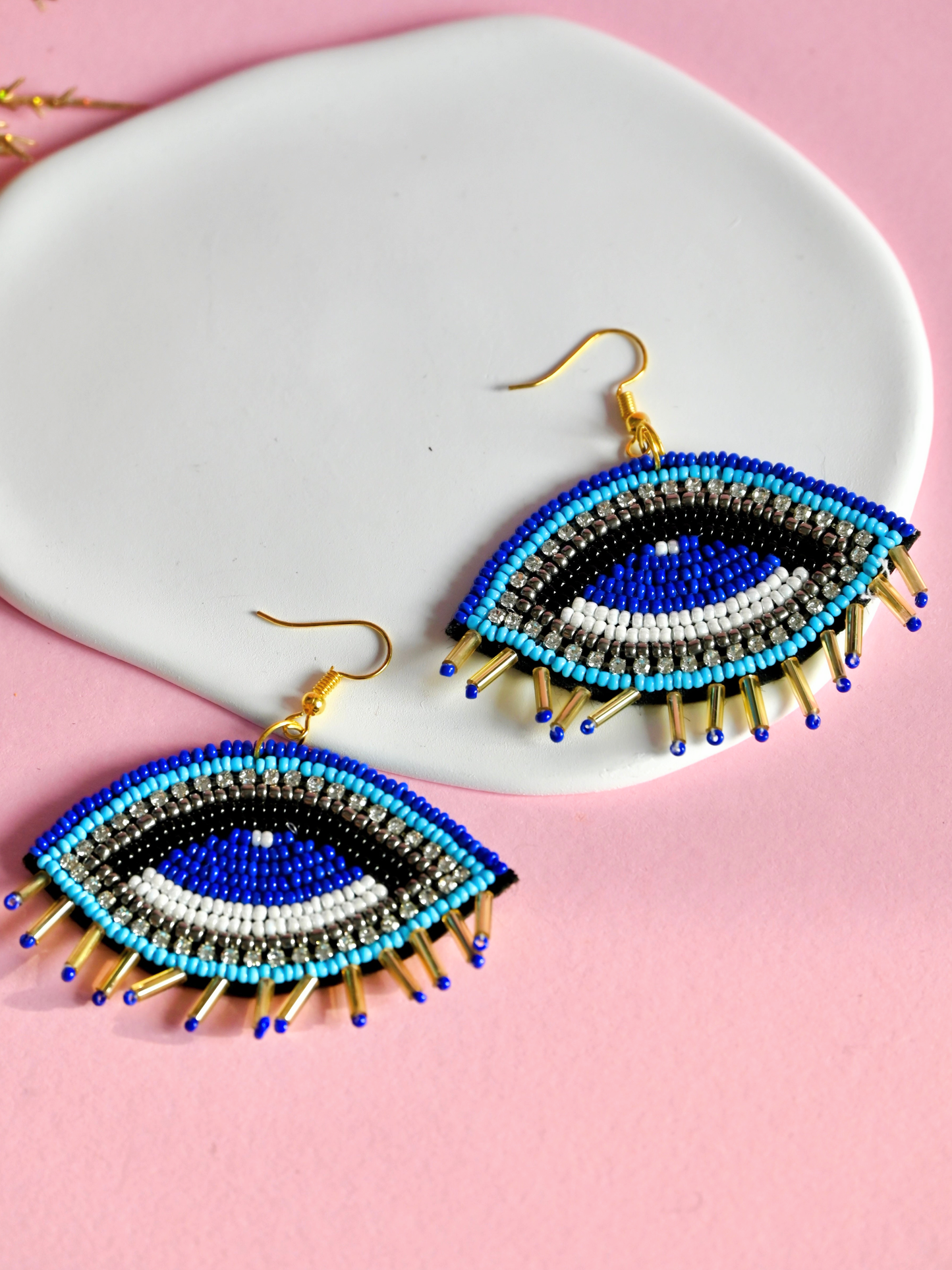 Blue Evil Eye Drop Earrings