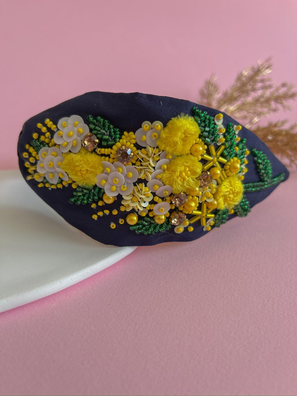 Sia Blue Headband with Yellow Motif — Zohricanada