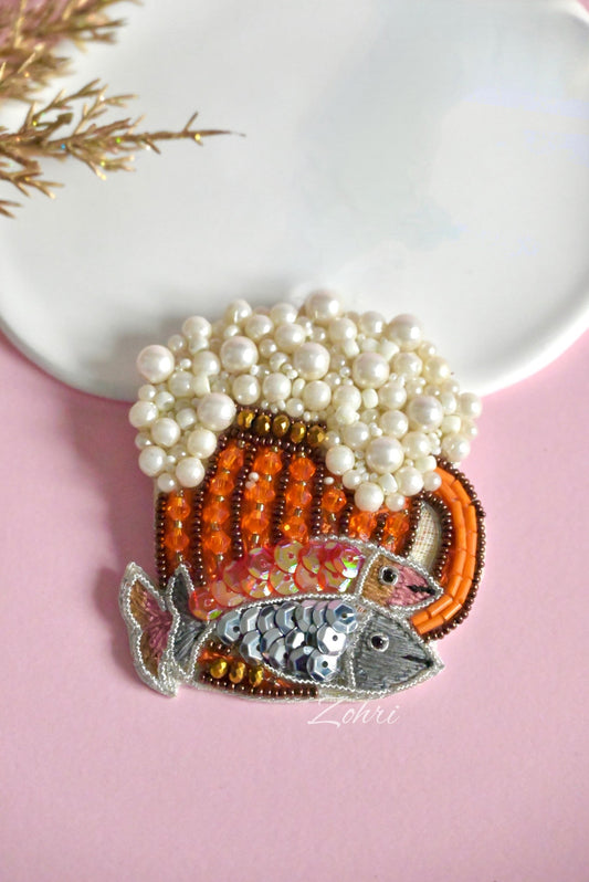 Fish and Beer Brooch — Zohricanada