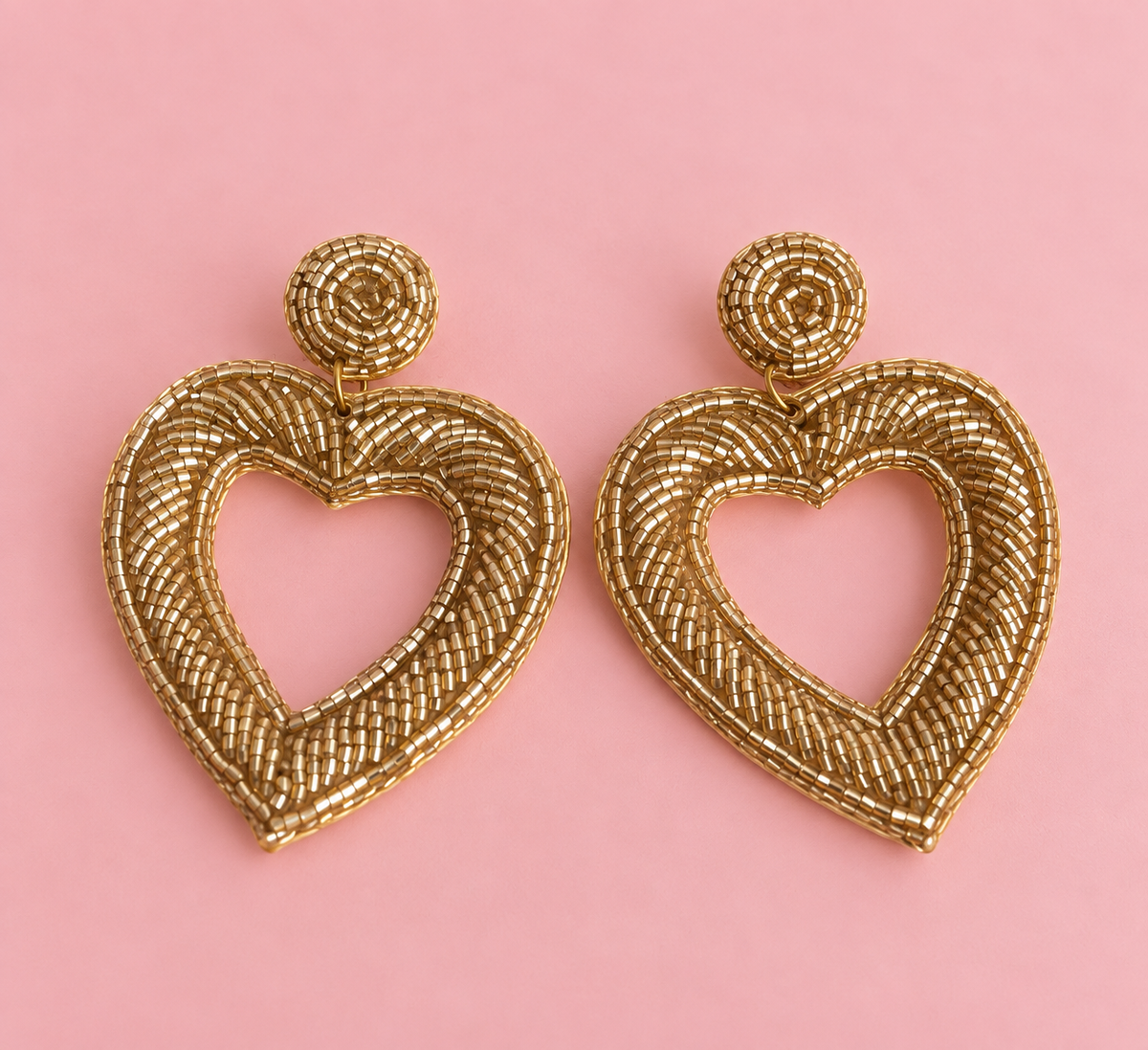 Golden Heart Beaded Earrings — Zohricanada