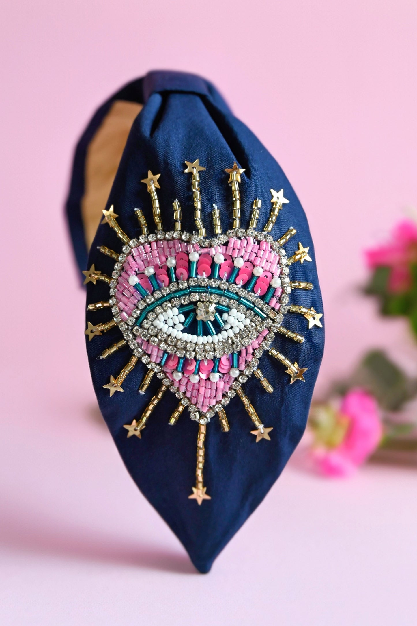 Blue Heart Eye Beaded Headband — Zohricanada
