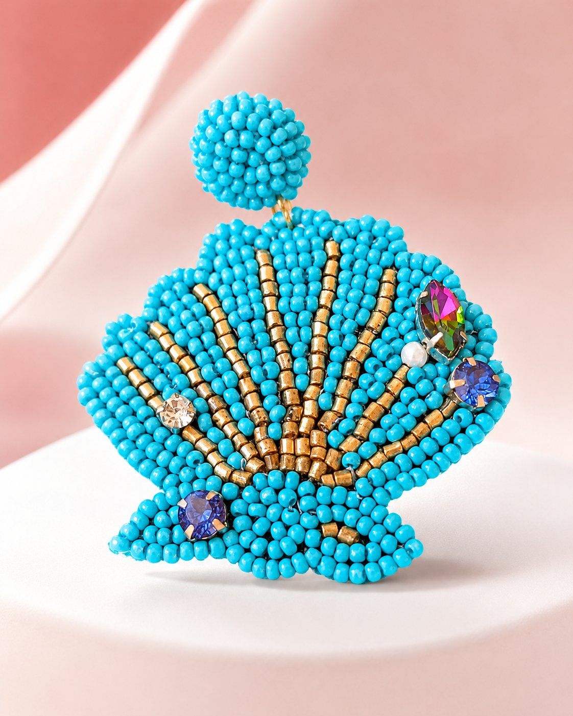 Handmade Turquoise Scallop Shell Beaded Earrings for Women | Beach & Vacation Jewelry — Zohricanada