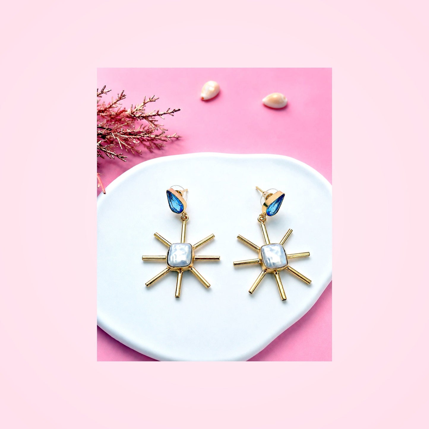 Gold Blue Earrings — Zohricanada