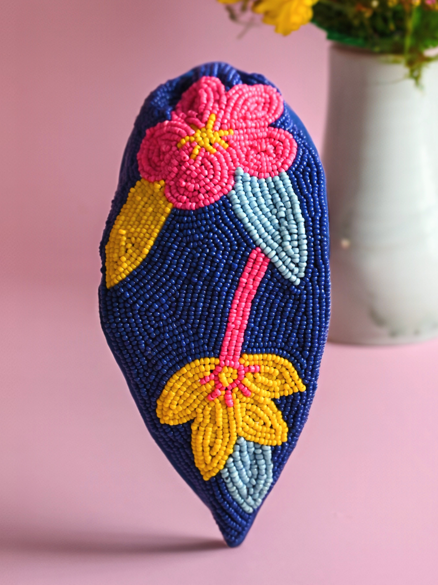 Handmade Blue Floral Beaded Headband for Women | Everyday Statement Accessory — Zohricanada