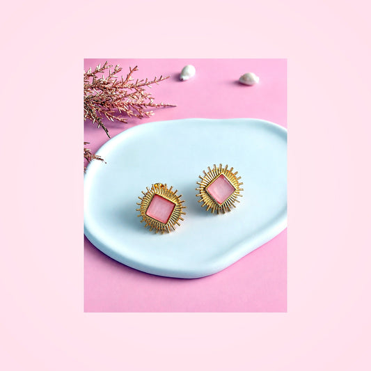 Pink Gem Sunburst Studs — Zohricanada