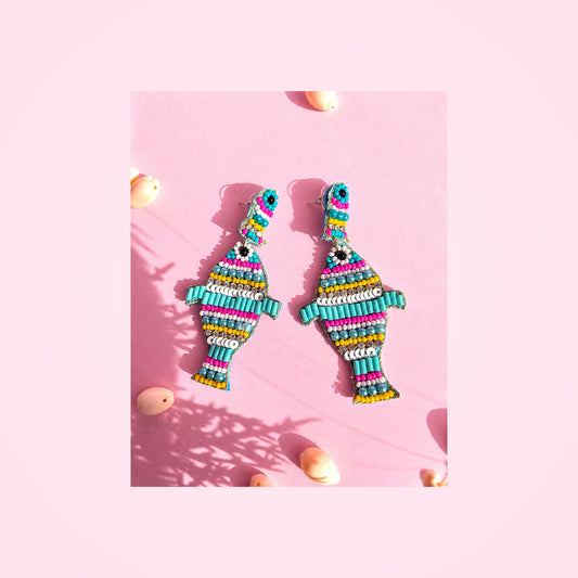 Turquoise Beaded Fish Earrings — Zohricanada